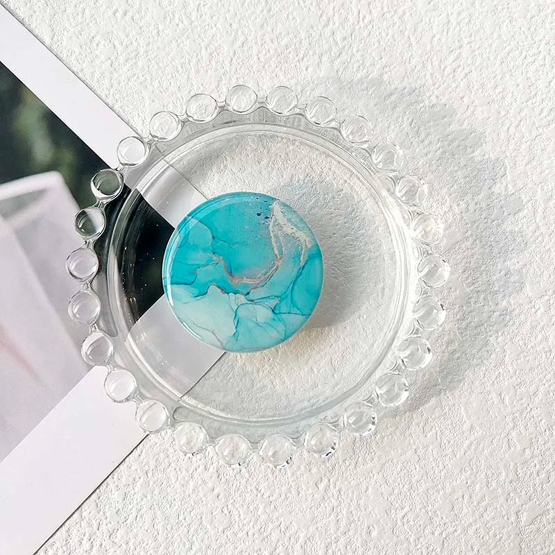 Socket Grip Tok Acrylic Glue Material High Quality Transparent Folding Stand Marble Pattern Phone Holder Foldable phone grip Peaceful Pleasures Health and Wellness P193-07
