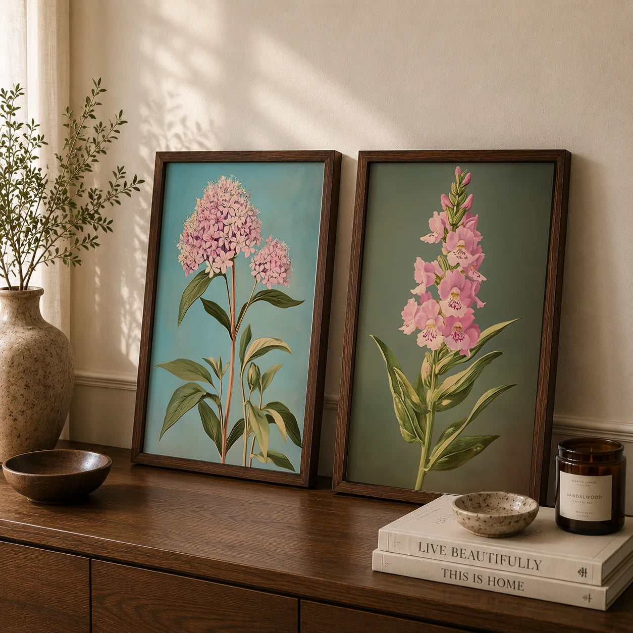 Vintage Botanical Floral Canvas Wall Art | Flower Poster Print Floral Canvas Wall Art Peaceful Pleasures Health and Wellness