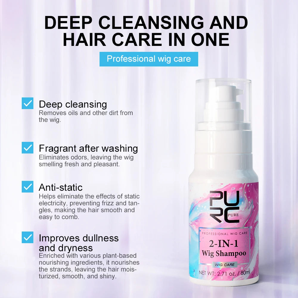 PURC Wig Shampoo And Conditioner Kit Coconut Oil Smoothing Shiny Hair Care Products for Wigs Women Peaceful Pleasures Health and Wellness