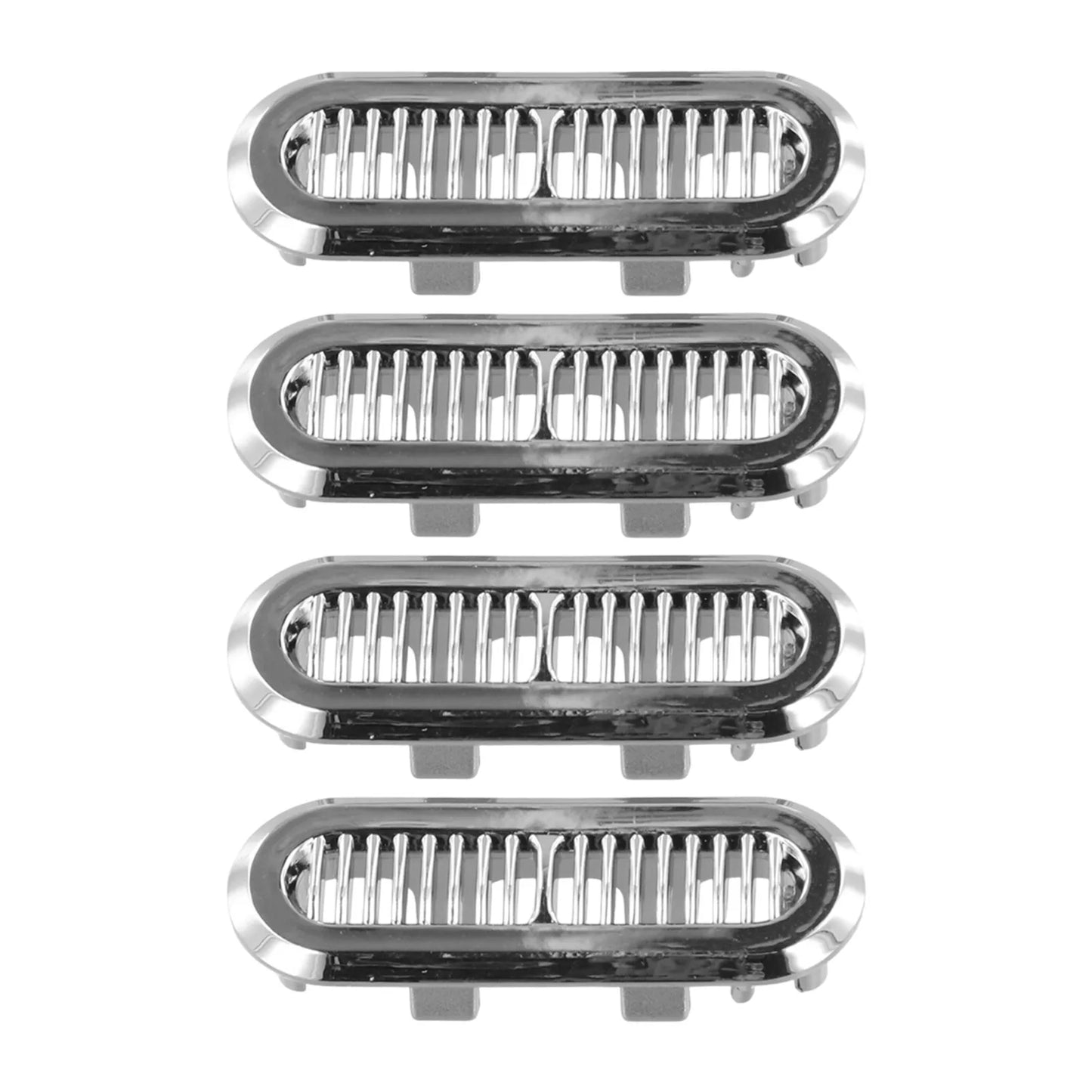 4-Pack Basin Sink Overflow Cover Trim Caps – Silver ABS Plastic