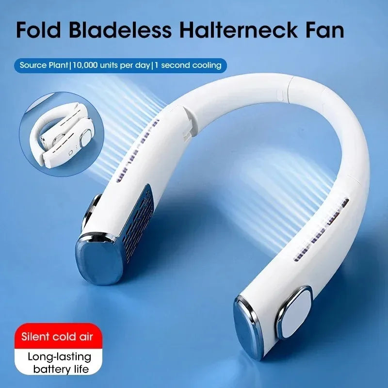 Bladeless Hands Free Portable Neck Fan USB Rechargeable 4000mAh Cooling for Outdoor Gym Sports Travel Peaceful Pleasures Health and Wellness