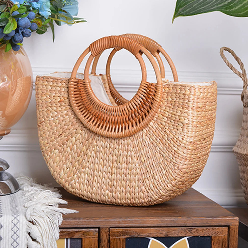 Women Straw Handbag Woven Top Handle Bag Travel Tote Purse Hobo Bag for Travel & Vacation Peaceful Pleasures Health and Wellness