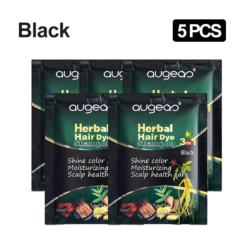 Natural Herbal Hair Dye Shampoo – Grey Coverage 30ml (3/5 Pack)