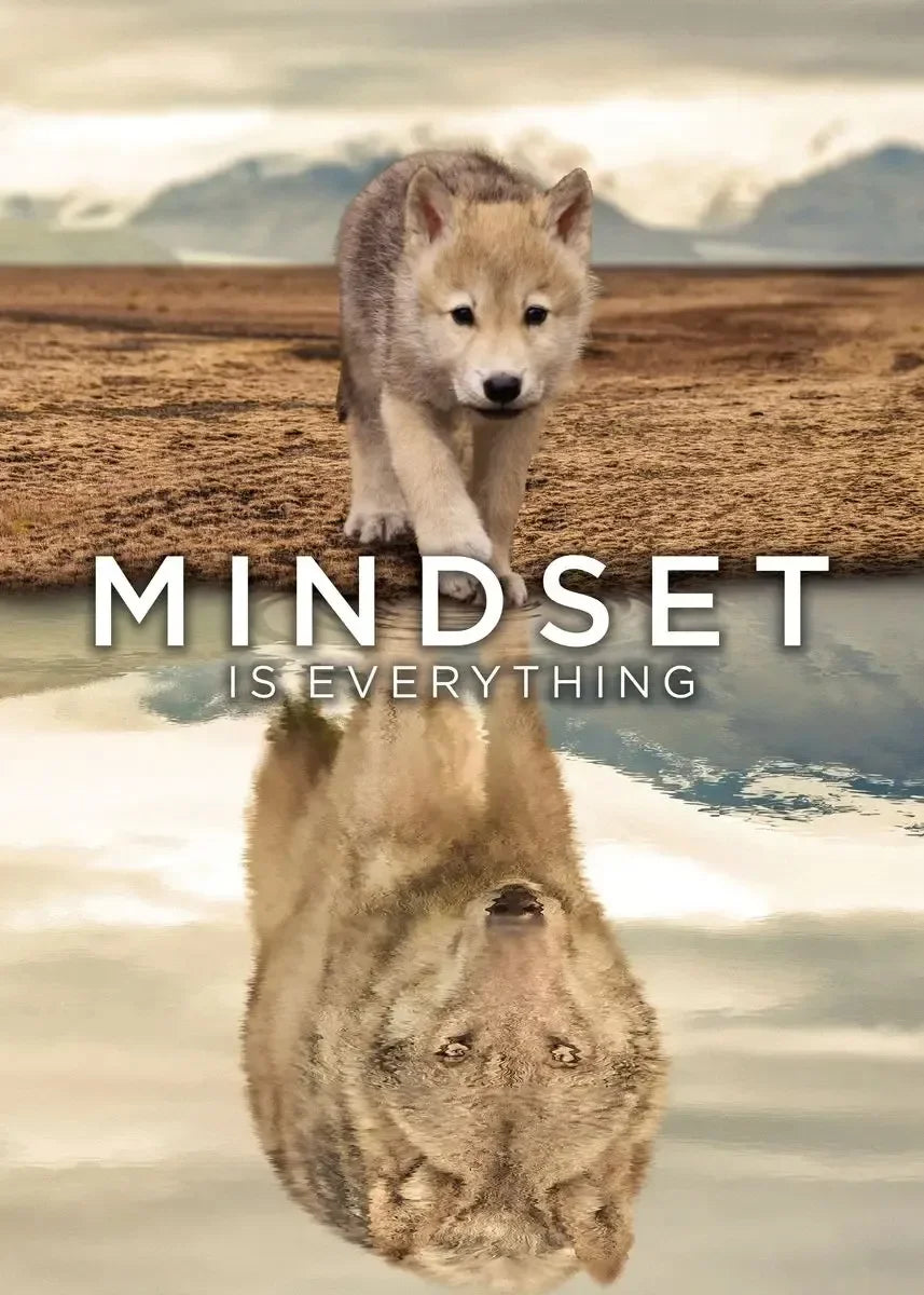 Mindset Is Everything Canvas Wall Art | Lion Wolf Tiger Poster