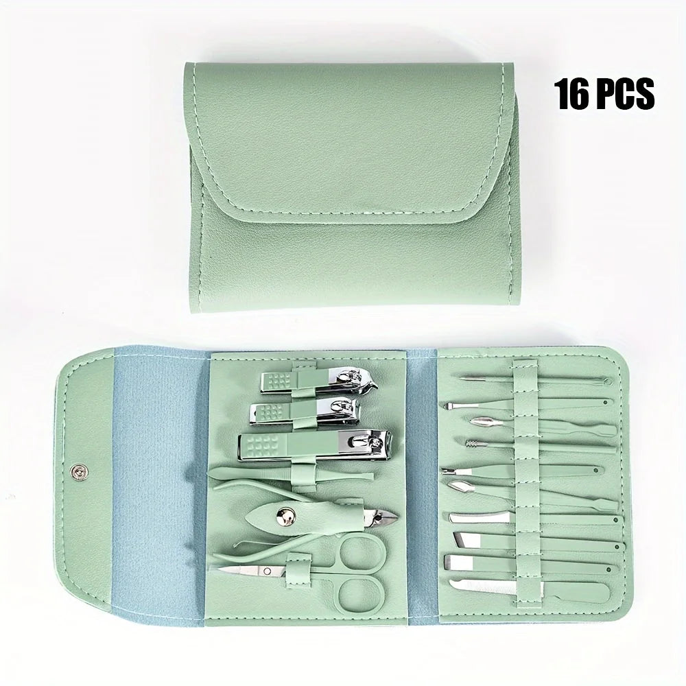 Nail Clippers Manicure Tool Set, With Portable Travel Case, Cuticle Nippers And Cutter Kit, Professional Nail Clippers Pedicure Peaceful Pleasures Health and Wellness Green