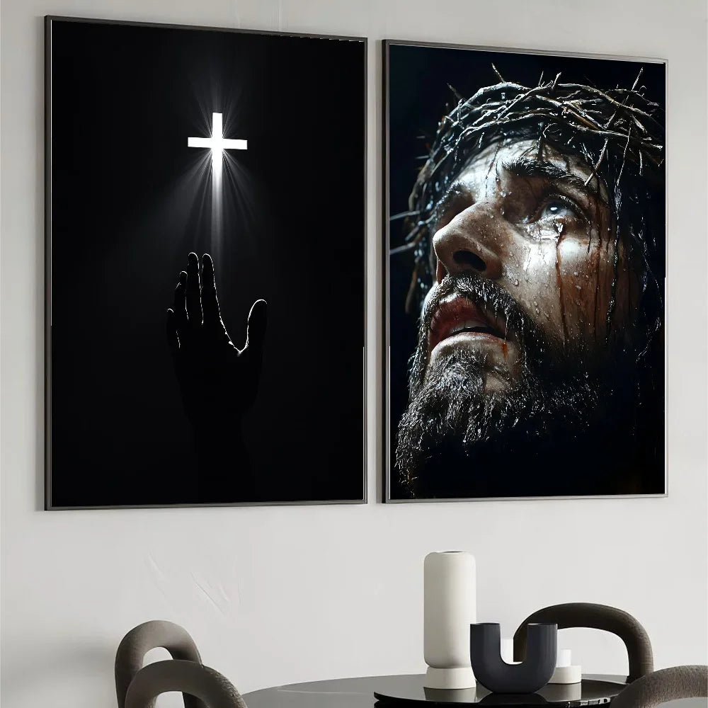 1pc frameless Son of God Jesus Cross Holy Light Wall Art, HD Canvas Print Poster, Suitable for Home, Living Room, Room Decoratio Peaceful Pleasures Health and Wellness