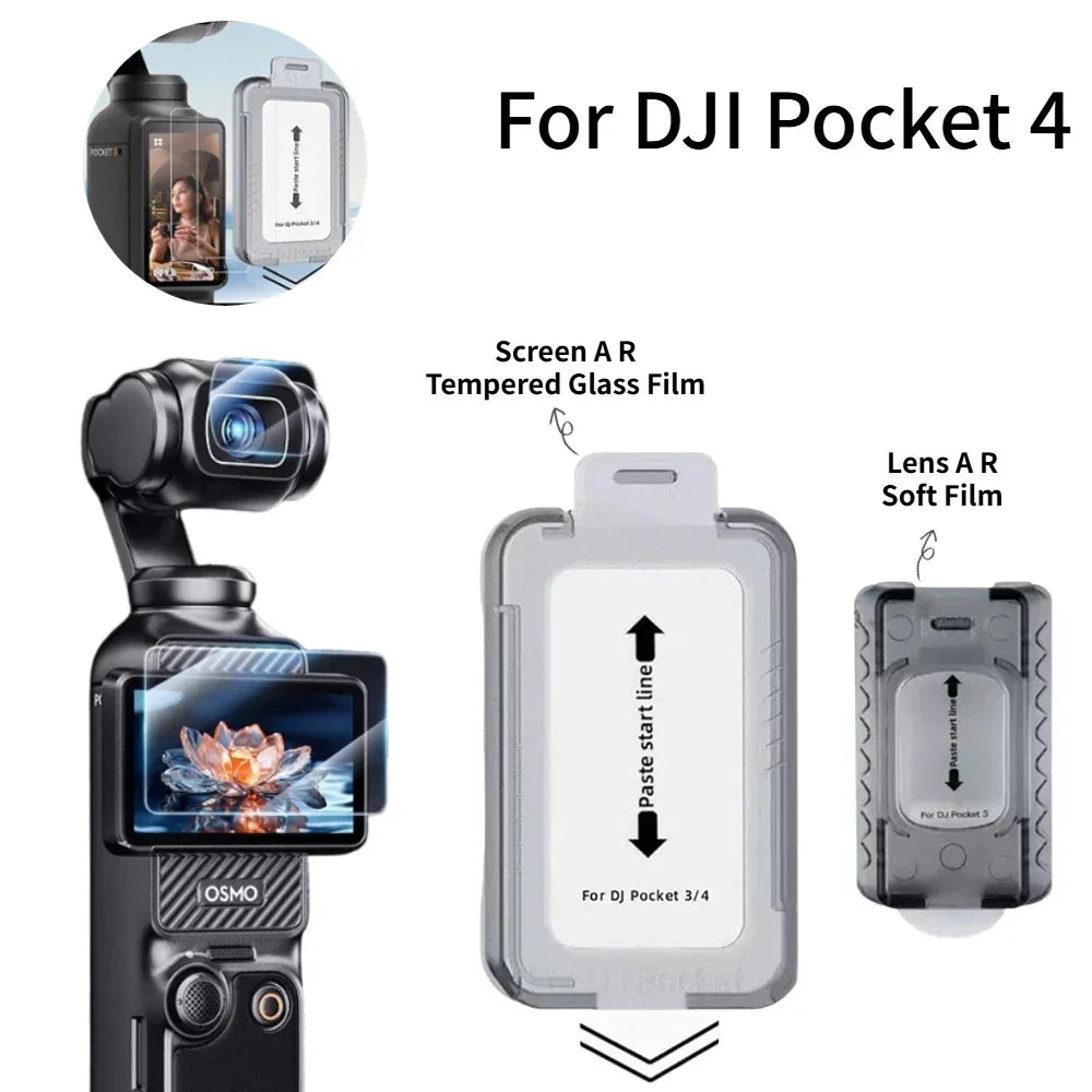 Ultra HD AR Protective Film Set For DJI Pocket 4 Lens and Screen Shatterproof Tempered Glass Film Easy Install Screen Protector Peaceful Pleasures Health and Wellness