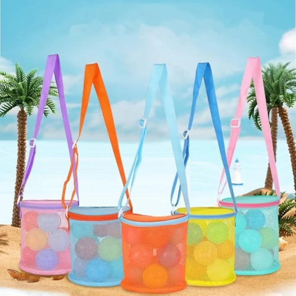 Shelling Collecting Tools Beach Mesh Bag Extra-Large Adjustable Straps Beach Storage Bags Shell Collecting Bag Pool Storage Peaceful Pleasures Health and Wellness