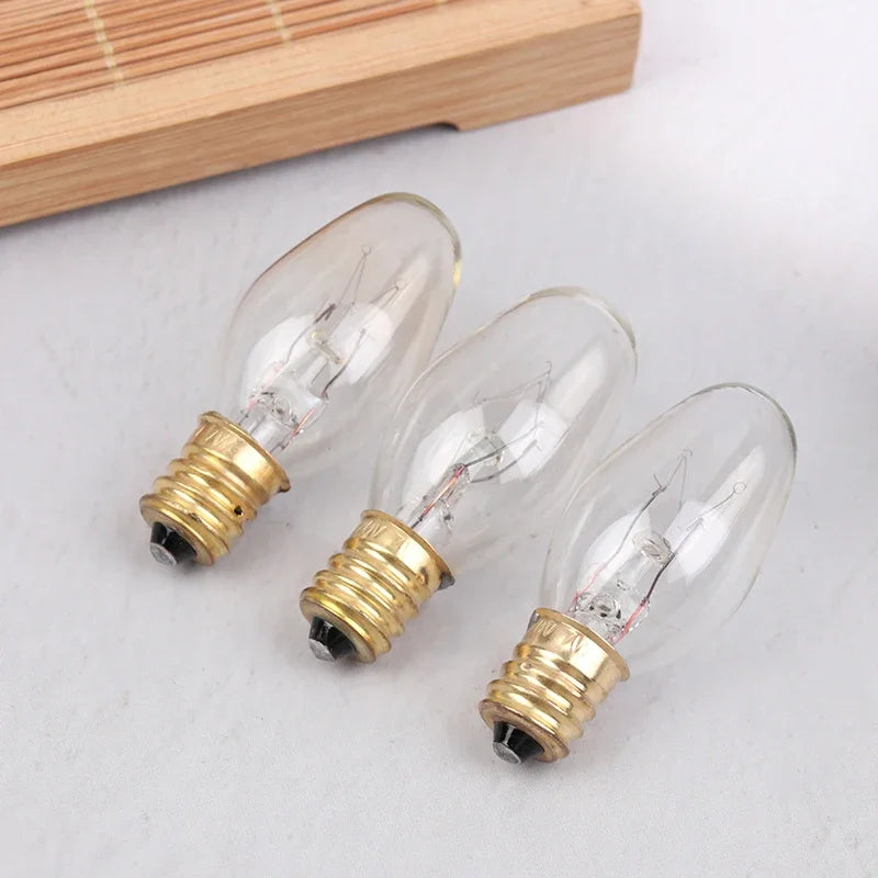 10-Pack E12 C7 7W Tungsten Bulbs 120V 2700K Warm White Decorative Decorative Tungsten Bulbs Peaceful Pleasures Health and Wellness