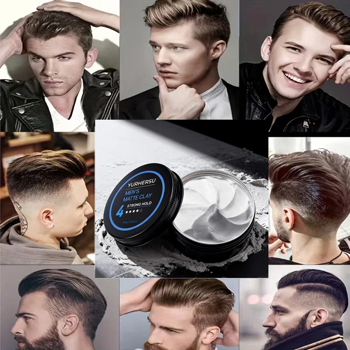 Men's Hair Clay Strong Hold Matte Finish – Natural Look 80g