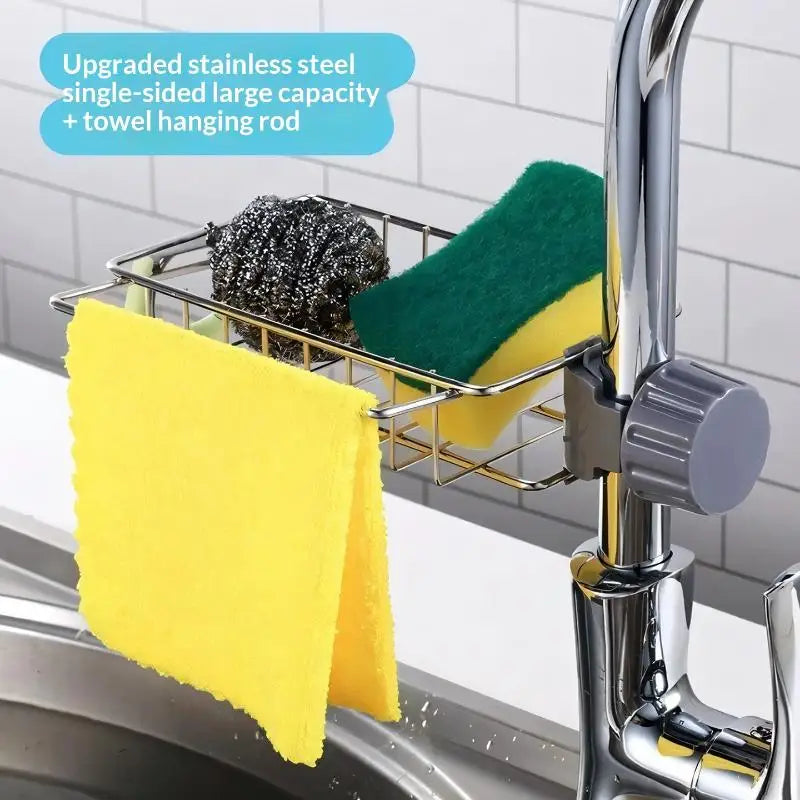 Stainless Steel Kitchen Sink Organizer Faucet Caddy | Soap Storage