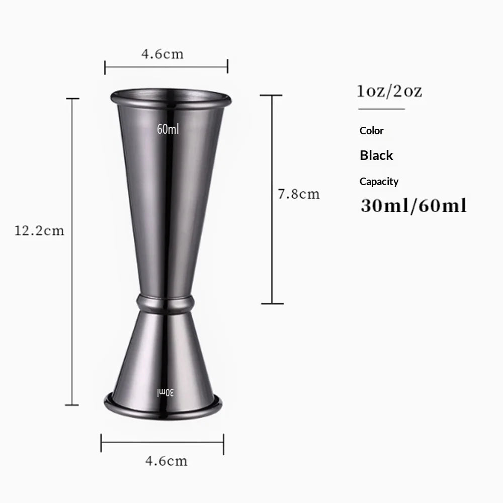 2026 New Dual Shot 304 Stainless Steel Measure Cup Cocktail Shaker Drink Spirit Measure Jigger Kitchen Bar Barware Tools Peaceful Pleasures Health and Wellness Black