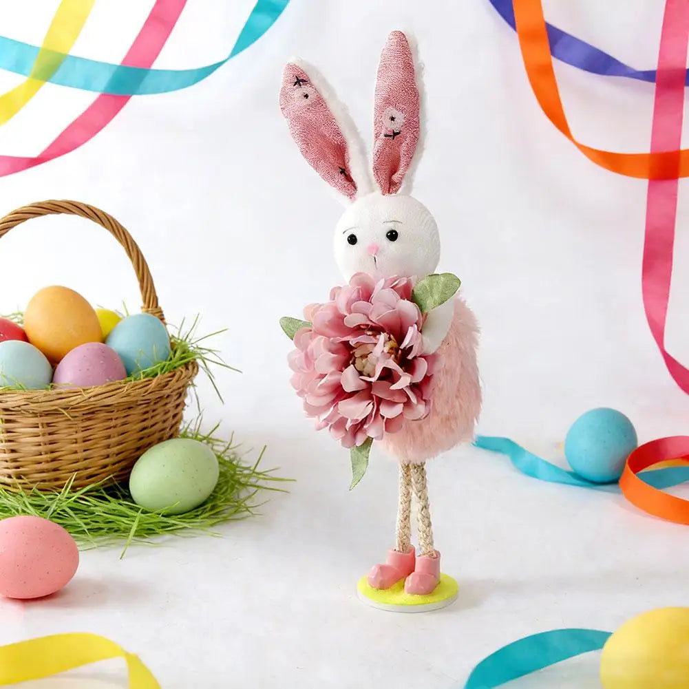 Easter Bunny Figurine | Spring Floral Rabbit Desktop Ornament