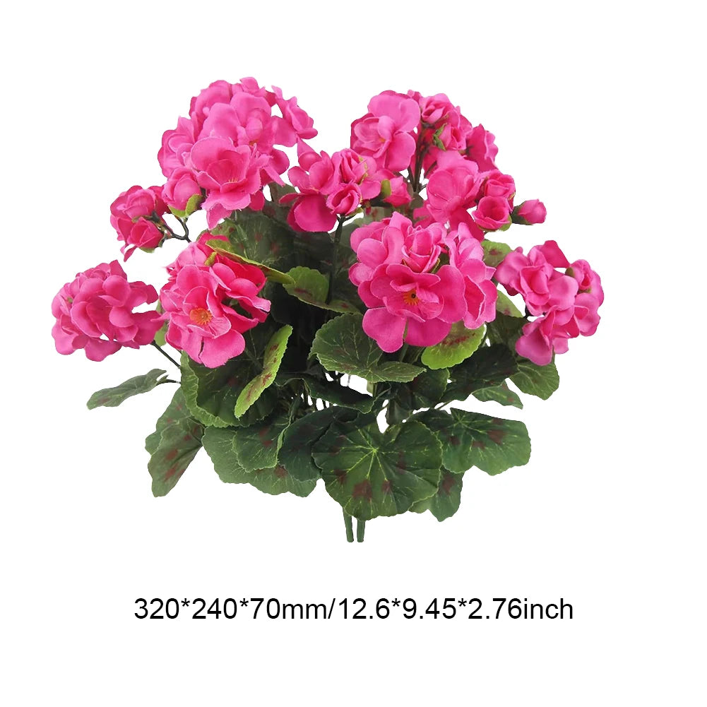 2Pcs Artificial Geraniums Faux Flower Bush – Indoor & Outdoor