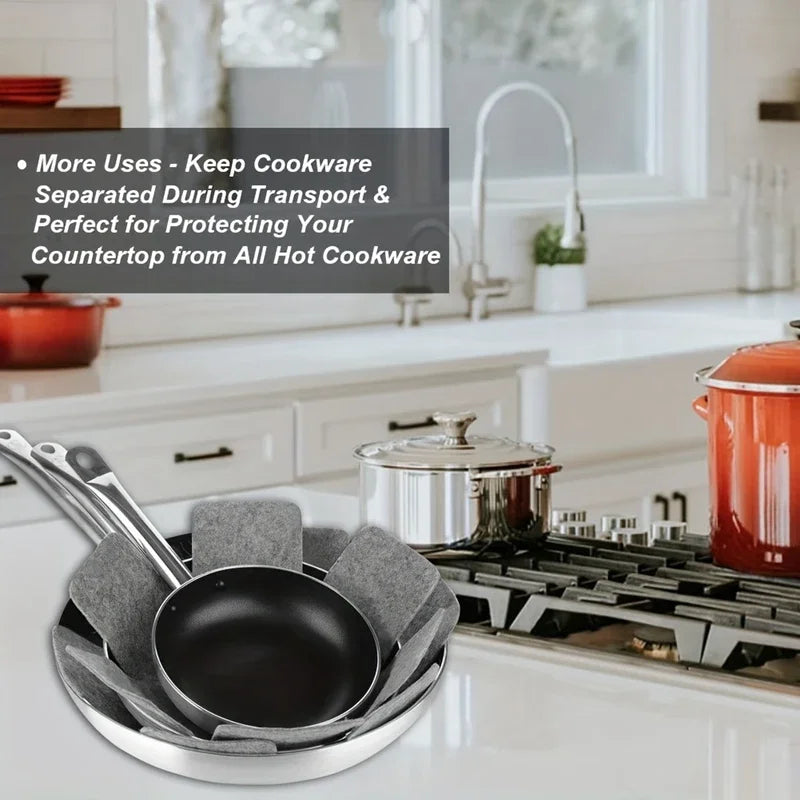 3Pcs Pot Pan Felt Protectors Divider Pads Heat Resistant Prevent Scratching Separate Mat Surfaces For Cookware Kitchen Tool Peaceful Pleasures Health and Wellness