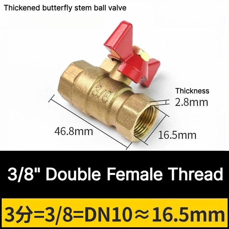 Brass Butterfly Handle Ball Valve 1/4"–3/4" Female Thread Shut-Off