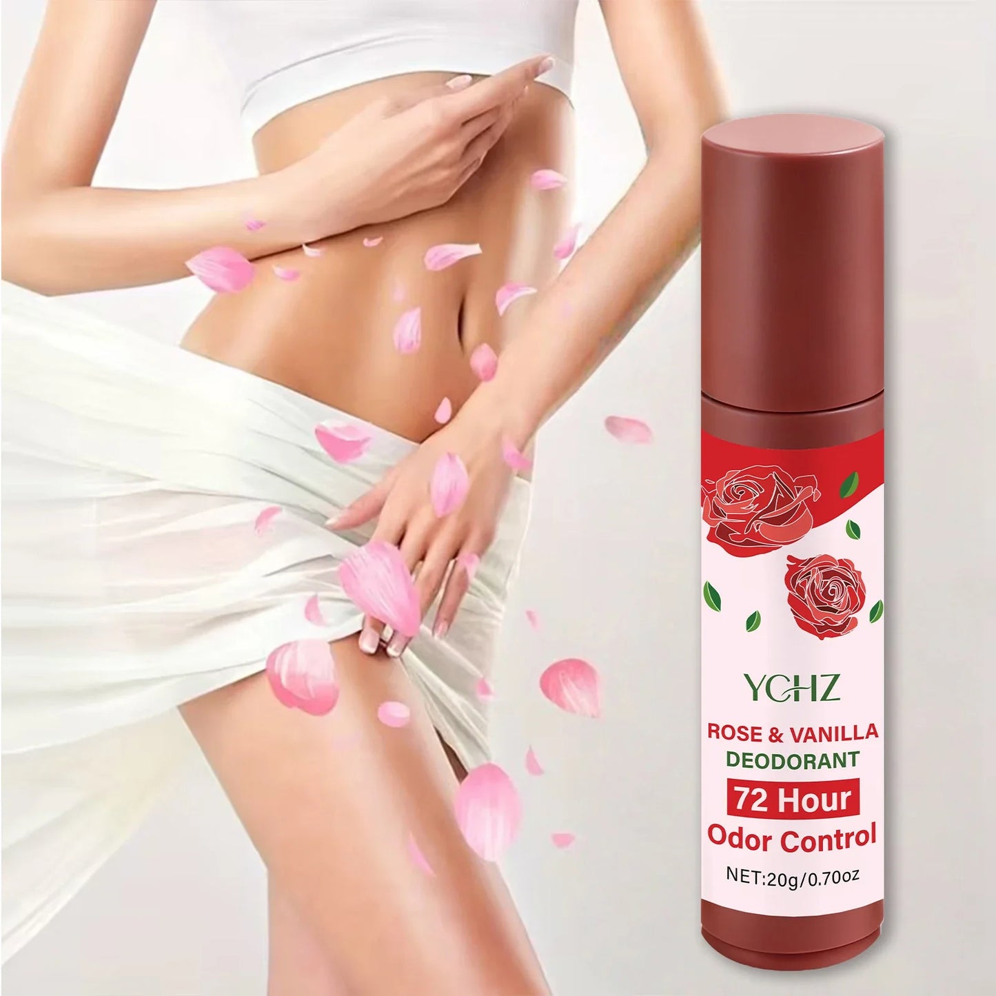 Rose Vanilla Jasmine Roll-On Deodorant | 72-Hour Plant-Based