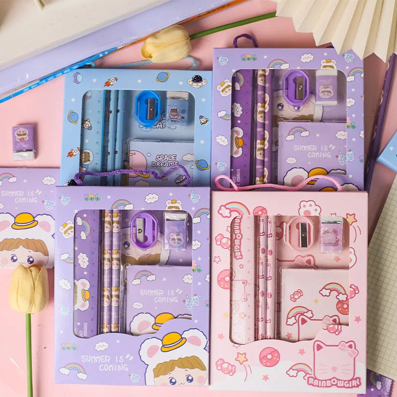 6-Piece Student Stationery Gift Set – Pencil, Eraser & More