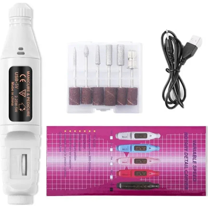 Rechargeable Electric Nail Drill & File Set – 6 Bits Peaceful Pleasures Health and Wellness D