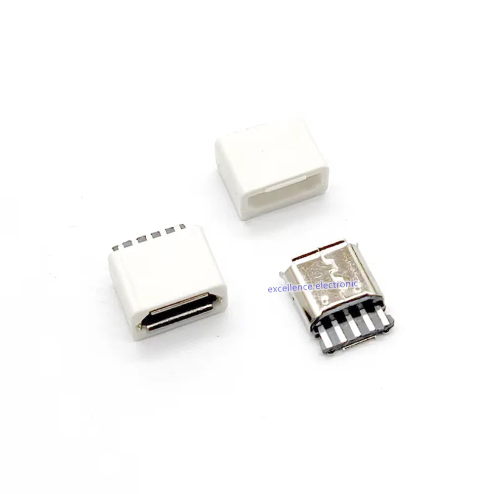 10Pcs USB Connectors Type B/Micro/Mini/USB2.0 Type A Male Female Assembly Adapter DIY Soldering Repair Data Charging Plug Socket Peaceful Pleasures Health and Wellness Micro 2in1 White