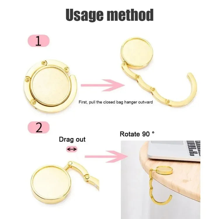 Fashion Bag Holder Handbag Hanger Folding Hook Holder Portable Key Rack Table Hook Hardware Travel Outdoor Storage Hanger Peaceful Pleasures Health and Wellness
