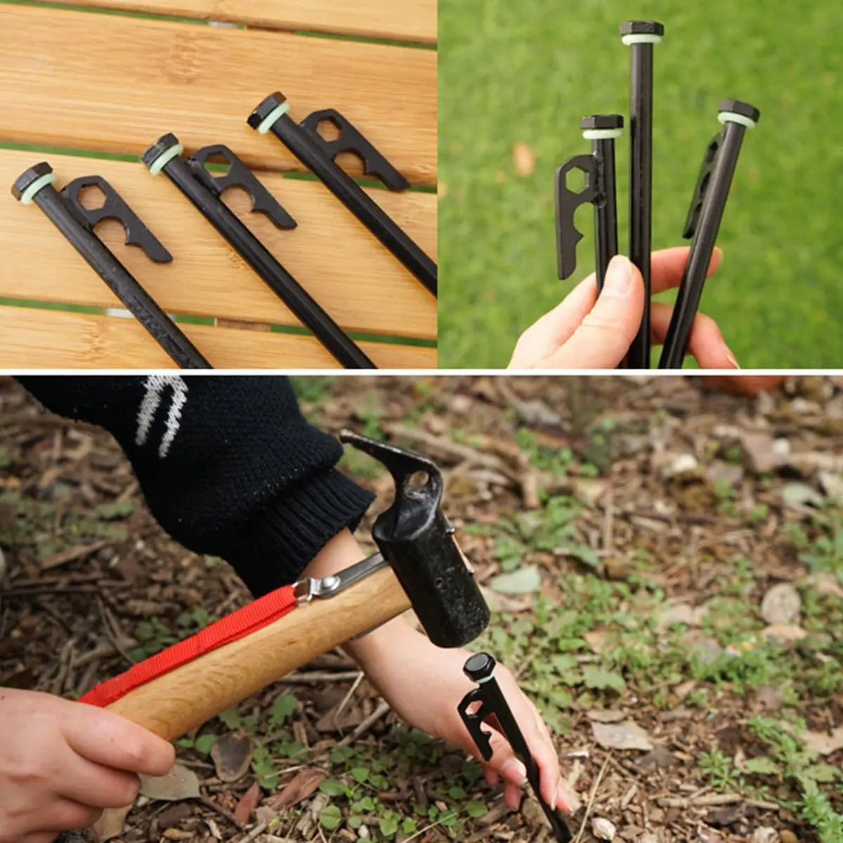 Outdoor Tent peg Glow in The Dark Silicone Green Fishing Camping Peg Rings Tent Pegs Accessories for Night Warning Peaceful Pleasures Health and Wellness
