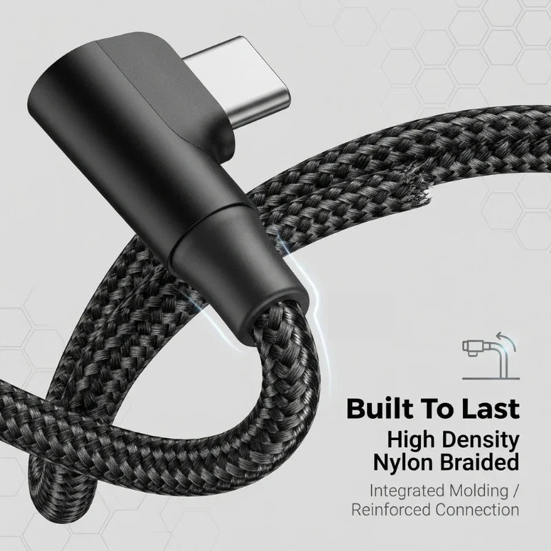 60W USB-C to USB-C 90° Gaming Fast Charging Cable | PD
