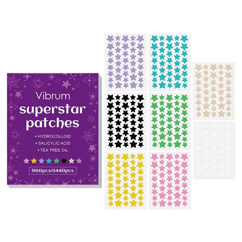 Colorful Star Hydrocolloid Pimple Patches | 960–1440 Pcs