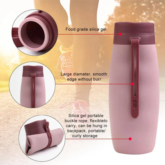 600ml Collapsible Silicone Water Bottle BPA Free Foldable Flask Collapsible Water Bottle Peaceful Pleasures Health and Wellness