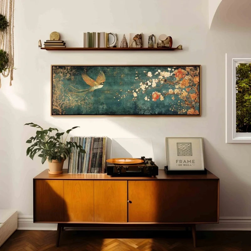 Vintage Japanese Landscape Canvas Wall Art | Boho Unframed Print Canvas Wall Art Print Peaceful Pleasures Health and Wellness