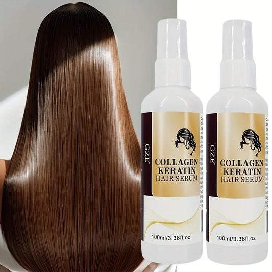 GZE Collagen Keratin Hair Serum 2-Pack | Repair & Hydrate Hair Repair Serum Peaceful Pleasures Health and Wellness Collagen Keratin