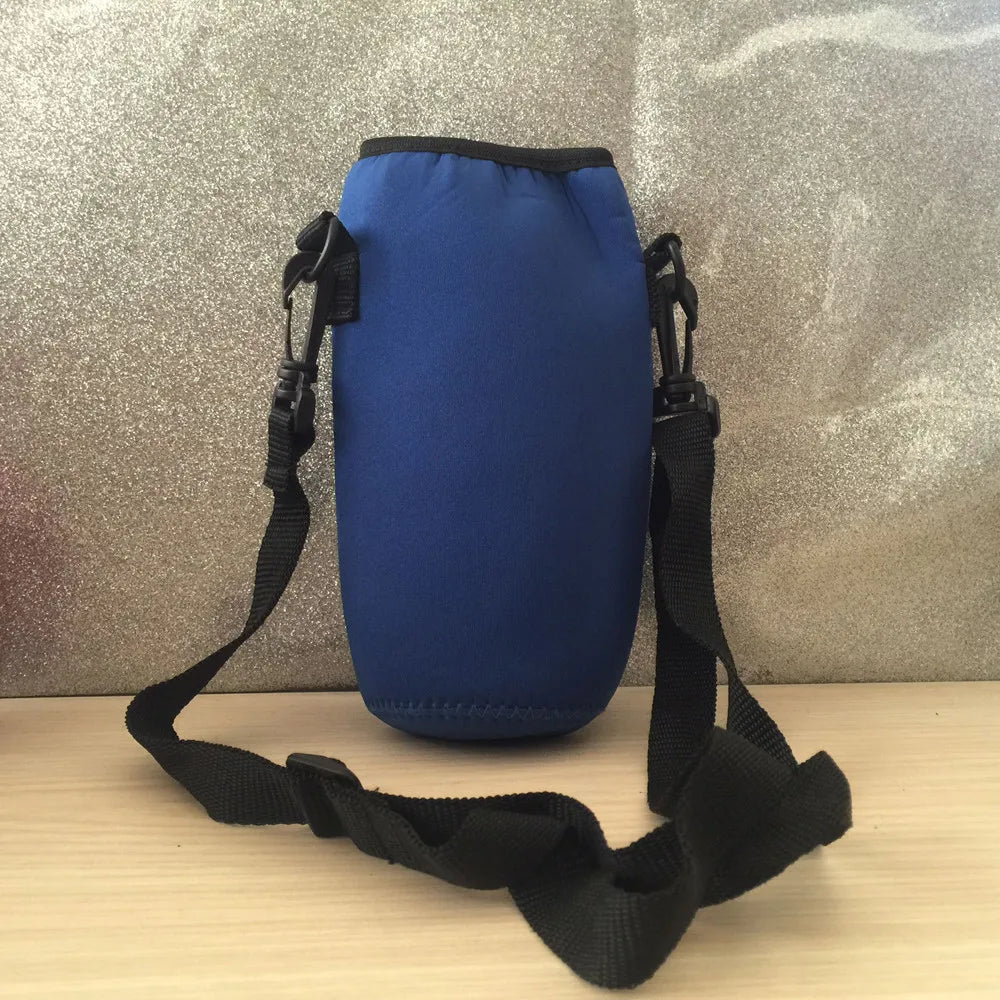 Insulated Neoprene Water Bottle Carrier Bag & Shoulder Strap 1L