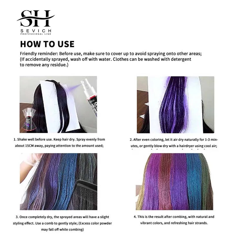 Sevich Hair Color Spray – Temporary Hair & Beard Dye, Long-Lasting, 5 Colors 30ml Peaceful Pleasures Health and Wellness