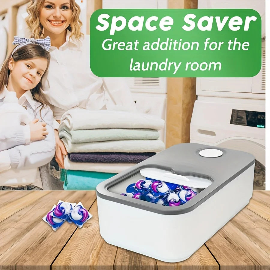 Laundry Pod Container with Slide Lid – Laundry Room Storage Organizer