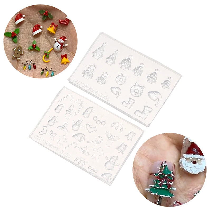 3D Silicone Nail Mold For DIY Nail Art Christmas Tree Snowman Bell Gingerbread Man Transparent Design Template Manicure Tool Peaceful Pleasures Health and Wellness