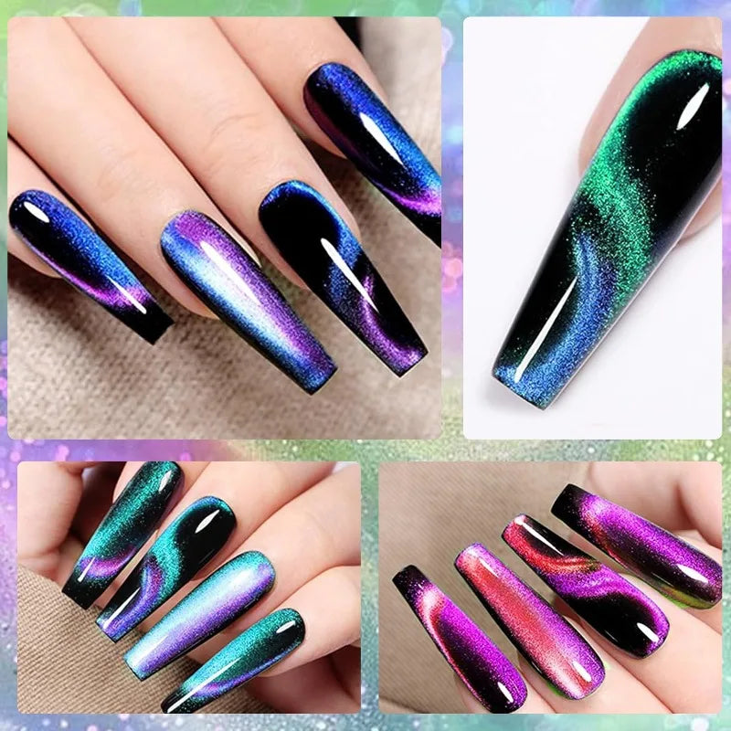 Dual-Color Rainbow Cat Eye Magnetic Gel Polish 10ml