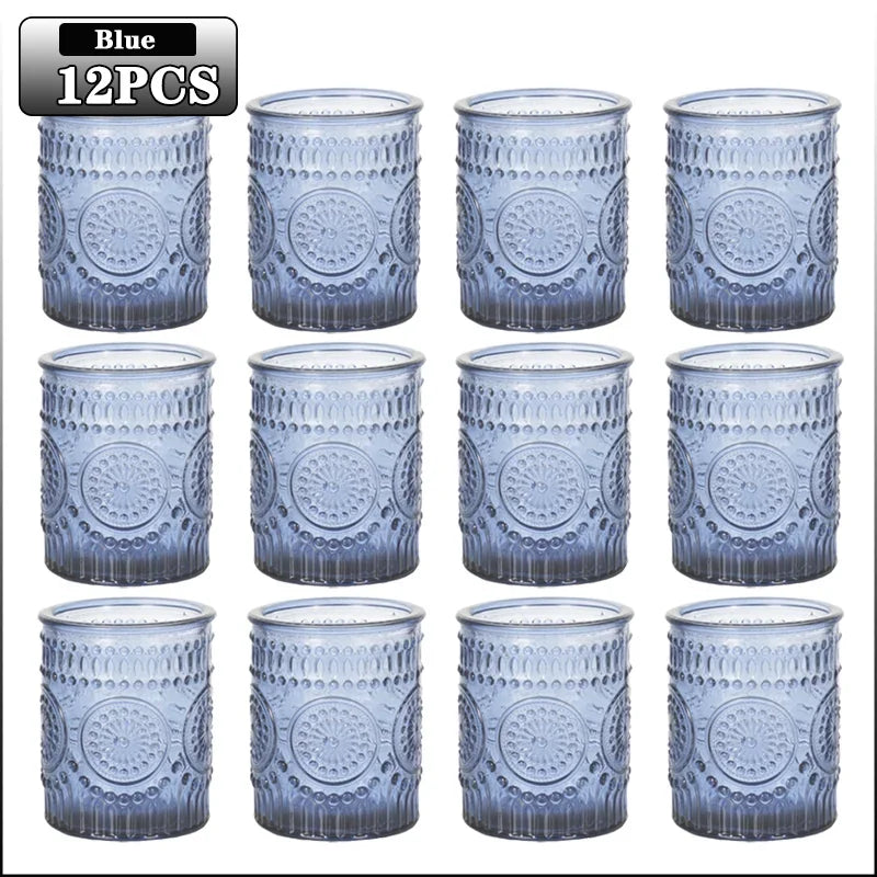 12-Pack Glass Candle Holders | Multicolor Table Decor & DIY Jars