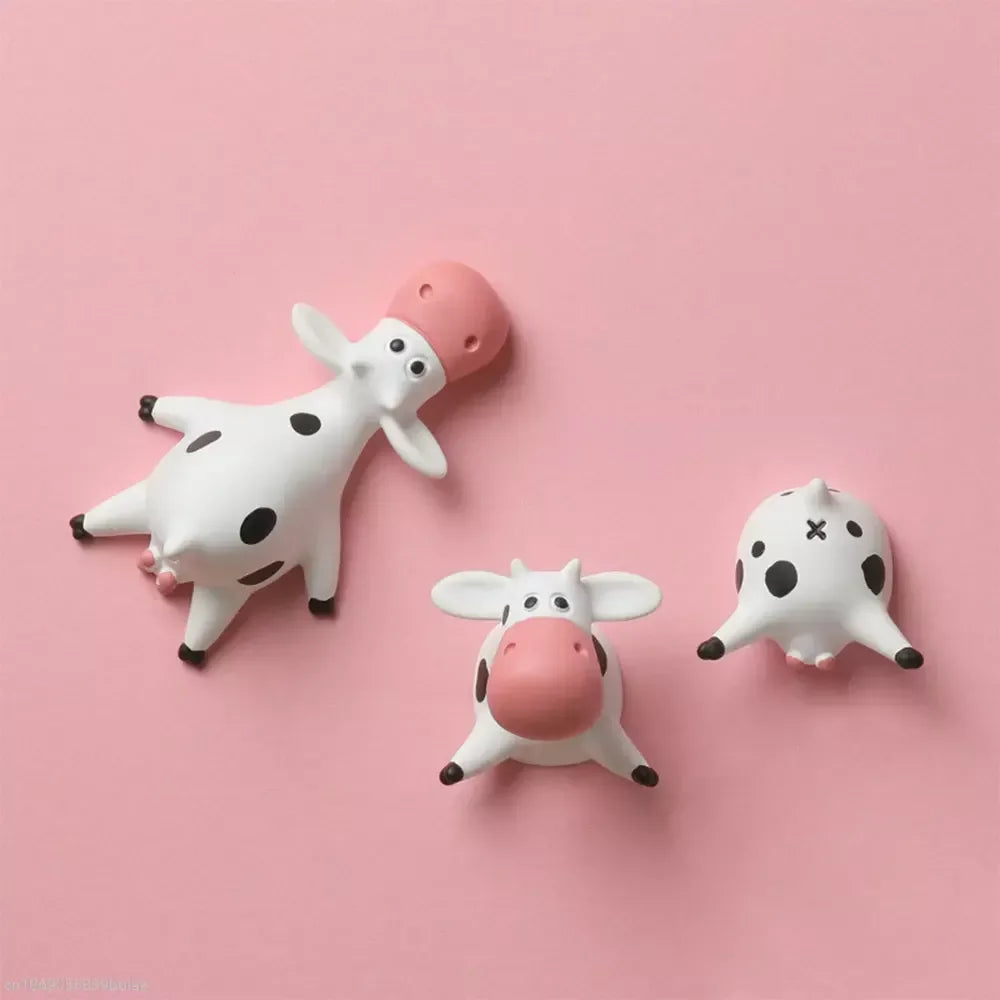 Cow Refrigerator Stickers Lying On Their Stomachs Cartoon Cute 3D Three-Dimensional Resin Magnets Creative Art Design Kitchen Peaceful Pleasures Health and Wellness
