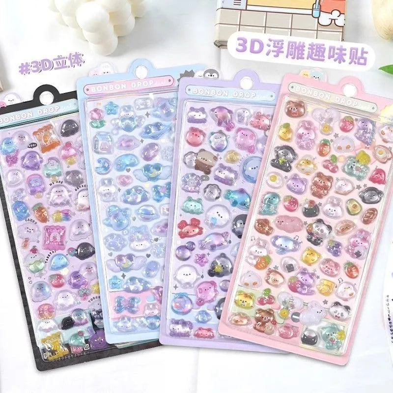 3D Kawaii Stickers – Ice Cream Fruit & Pets Scrapbook Decals