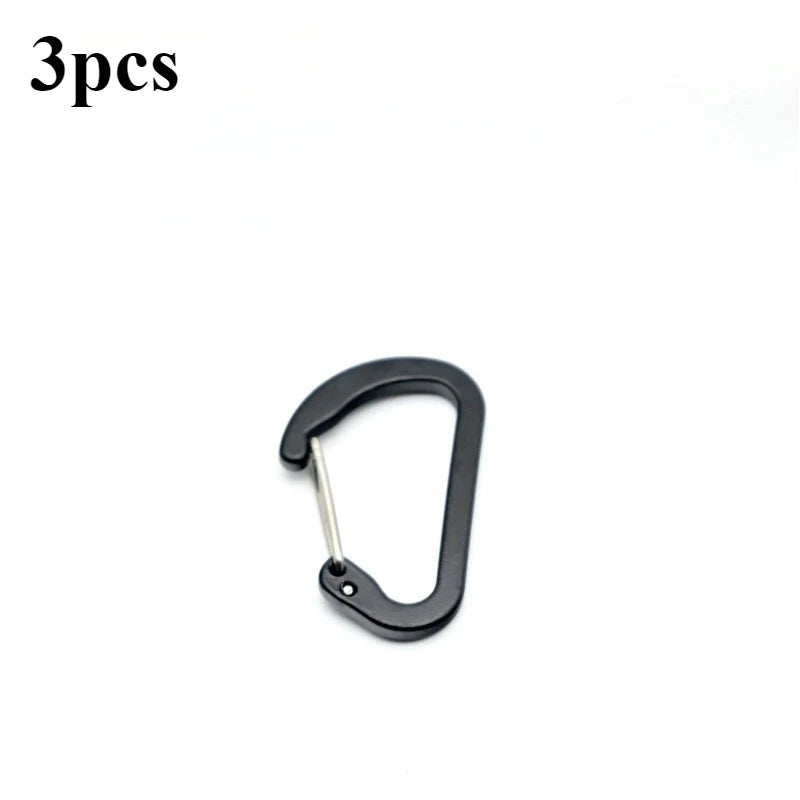 3-Pack D-Ring Carabiner Clips | Aluminum Keychain Buckle Set Carabiner Clip Set Peaceful Pleasures Health and Wellness black-3pcs