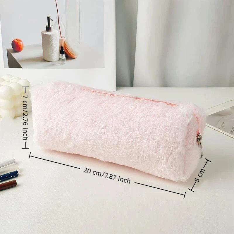Plush Pencil Case & Makeup Bag – Large Capacity Fluffy Pouch