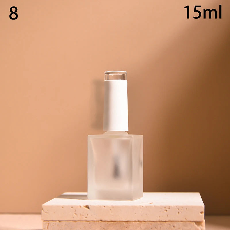 15ml Frosted Glass Nail Polish Bottle with Brush – DIY Nail Art