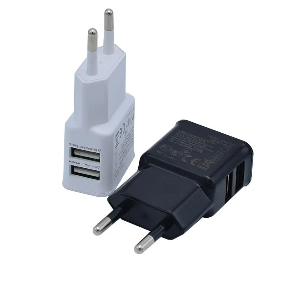 EU Dual USB Wall Charger 5V 10W – iPhone, Samsung, Xiaomi