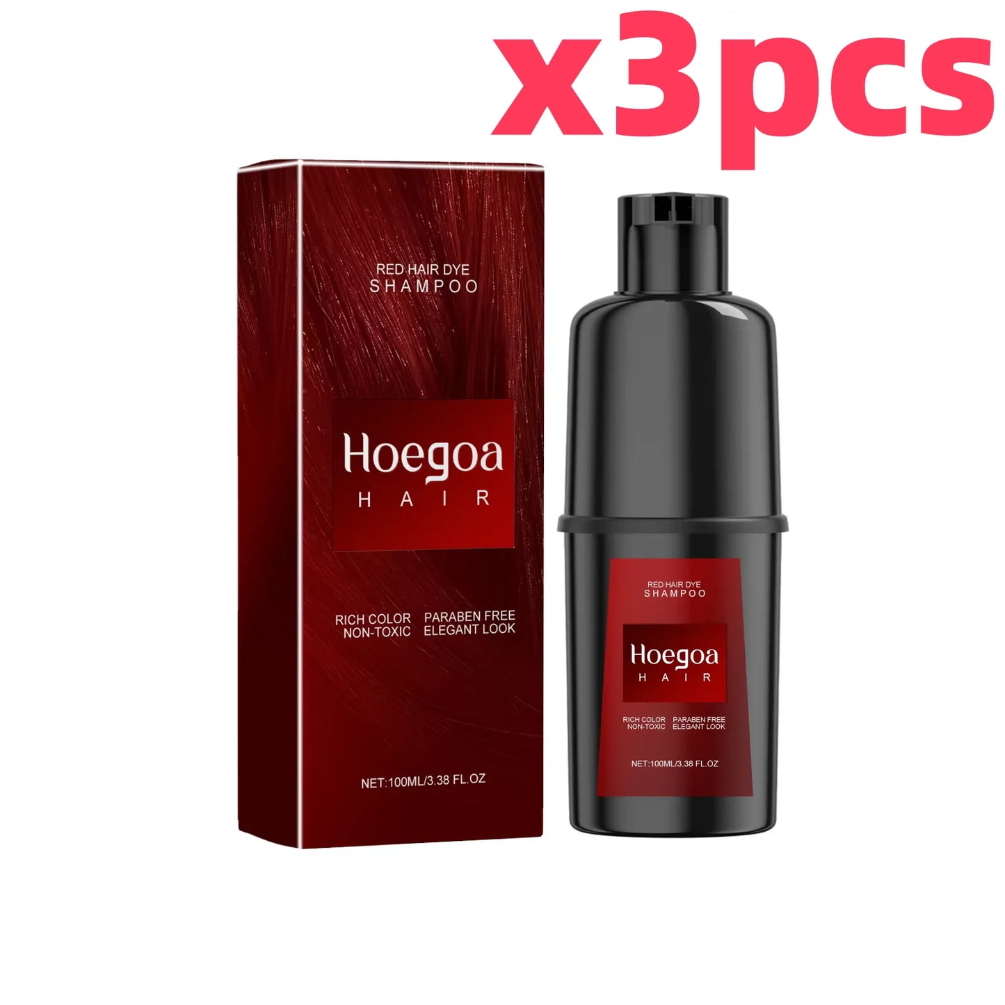Herbal Hair Dye Shampoo – Nourishing Color in 15 Min, Multi-Shade Peaceful Pleasures Health and Wellness Red x 3pcs