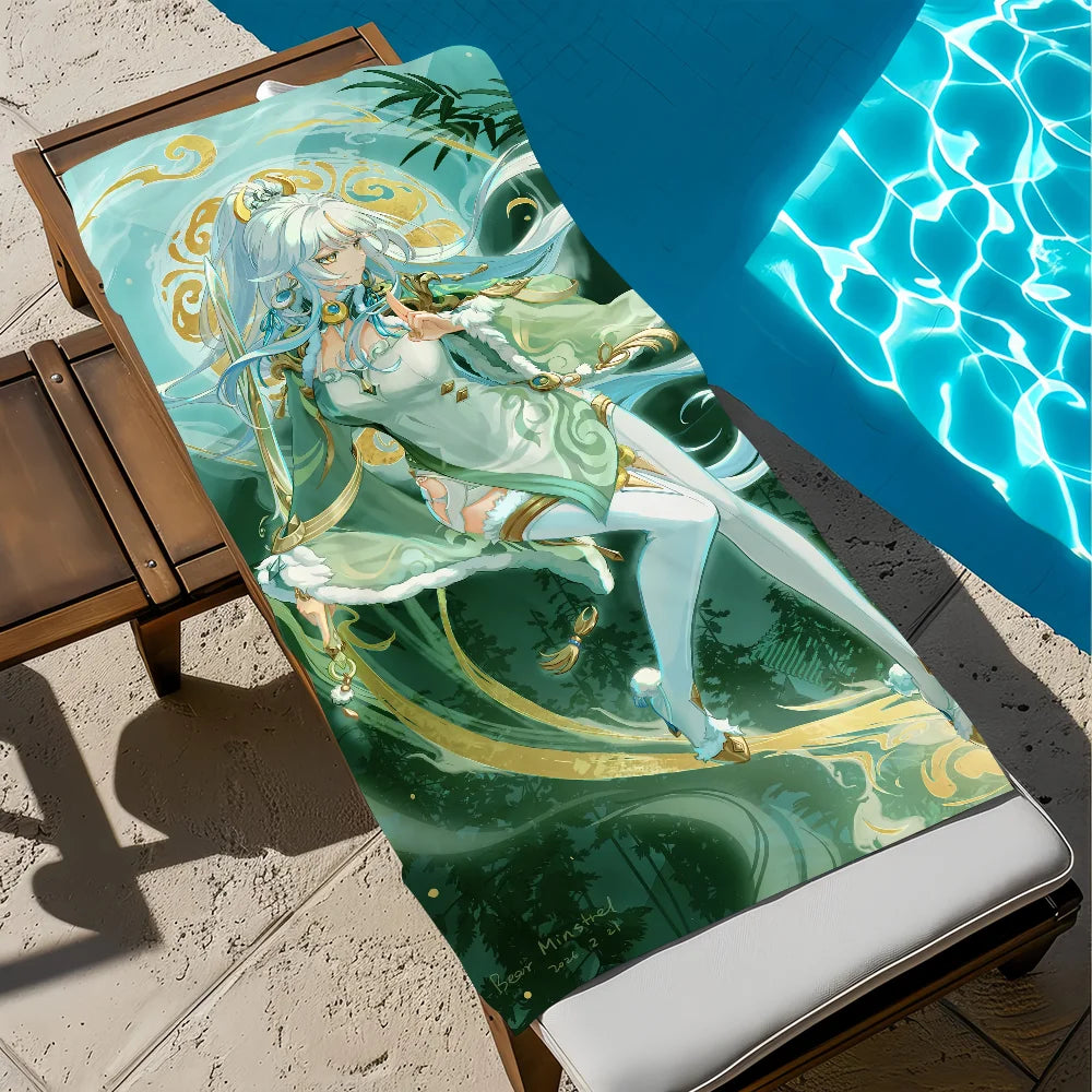 Genshin Impact Zibai Quick-Dry Beach Towel | Soft Microfiber