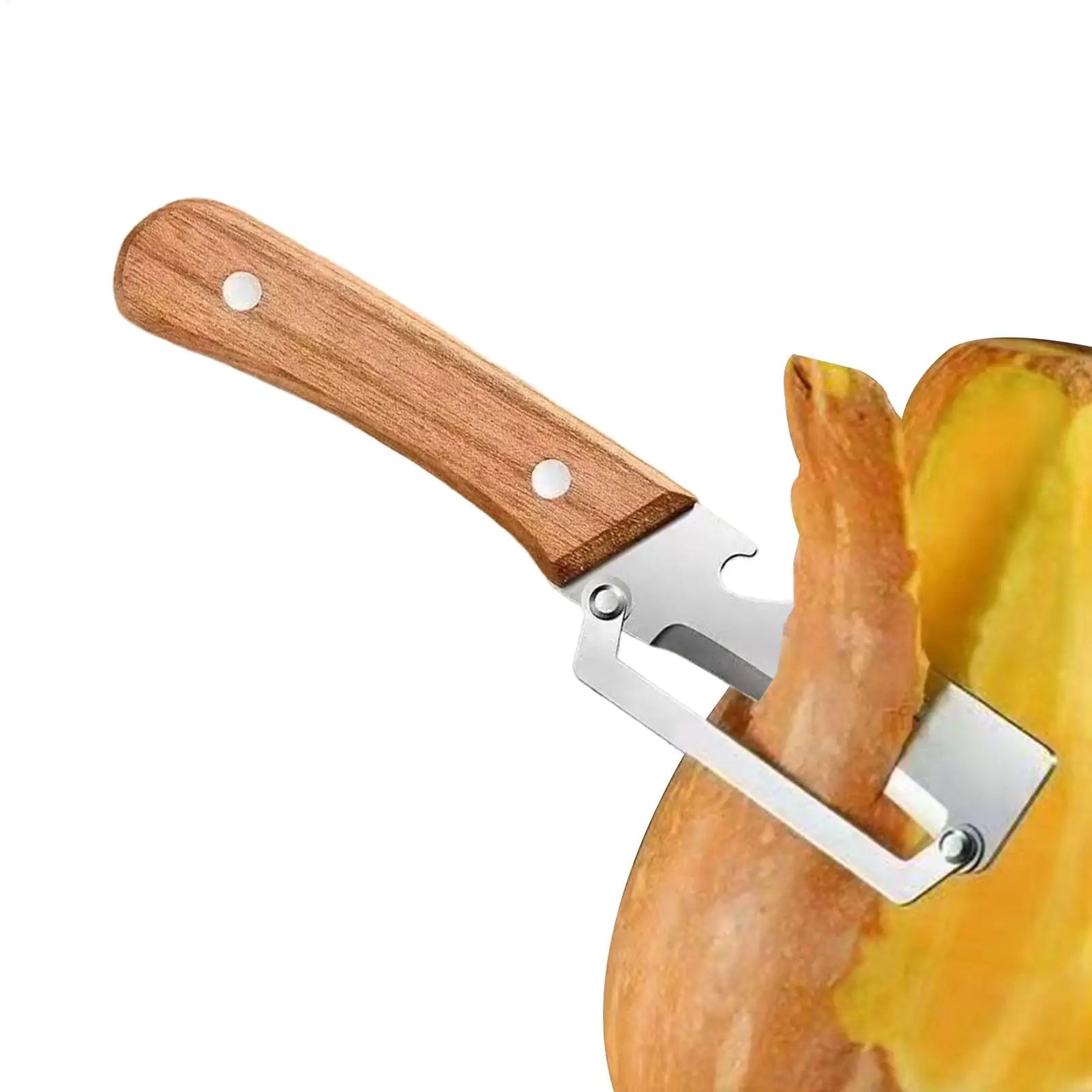 Stainless Steel Fruit & Vegetable Peeler with Wooden Handle Vegetable Peeler Peaceful Pleasures Health and Wellness