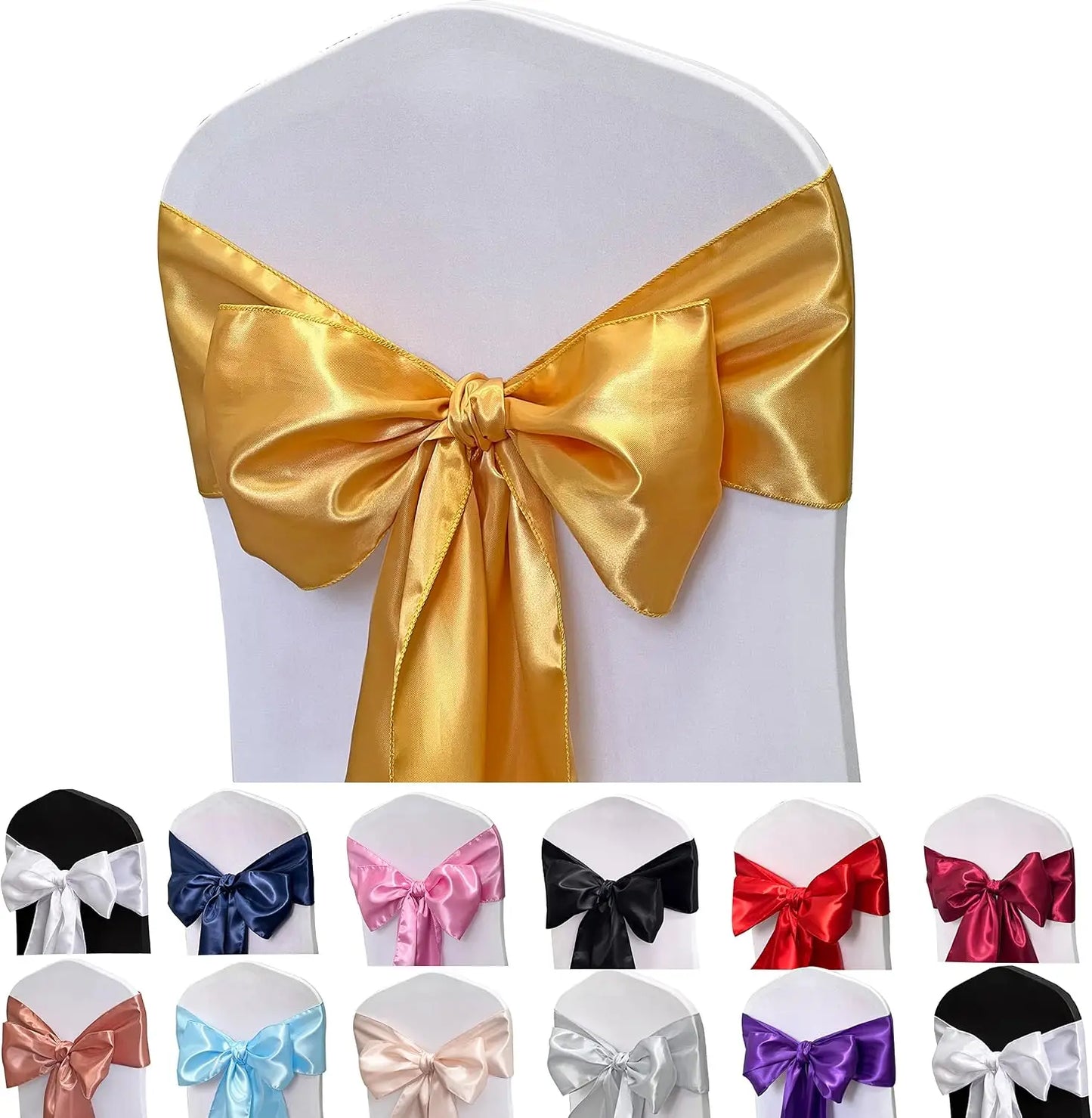 Satin Chair Sashes Bows 5PCS | Wedding & Party Decoration