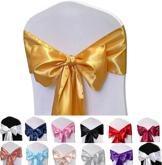 Satin Chair Sashes Bows 5PCS | Wedding & Party Decoration Chair Sash Decoration Peaceful Pleasures Health and Wellness