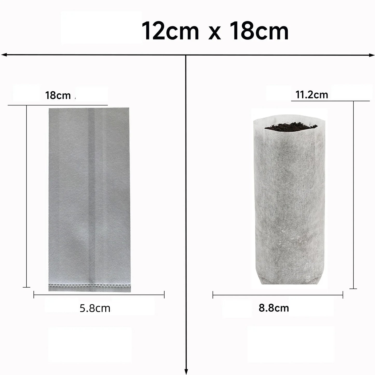 100-Pack Biodegradable Nursery Grow Bags | Non-Woven Fabric Pots