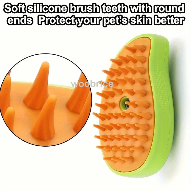 3-in-1 Electric Steam Pet Brush – Cat & Dog Grooming Comb